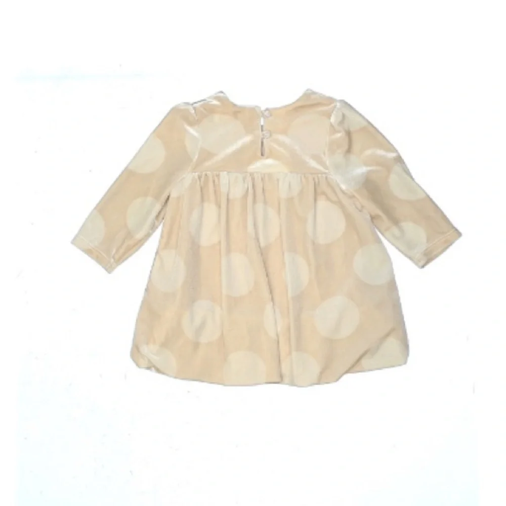 Baby Gap | Pockadot Dress Ruched Beige Soft Part Dress